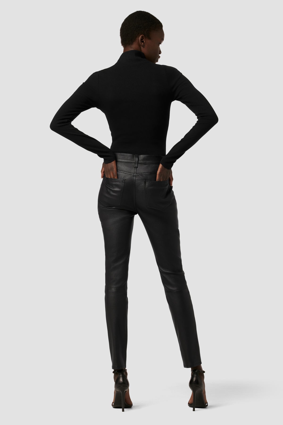 Black super SkinTight super skinny leather jeans FS