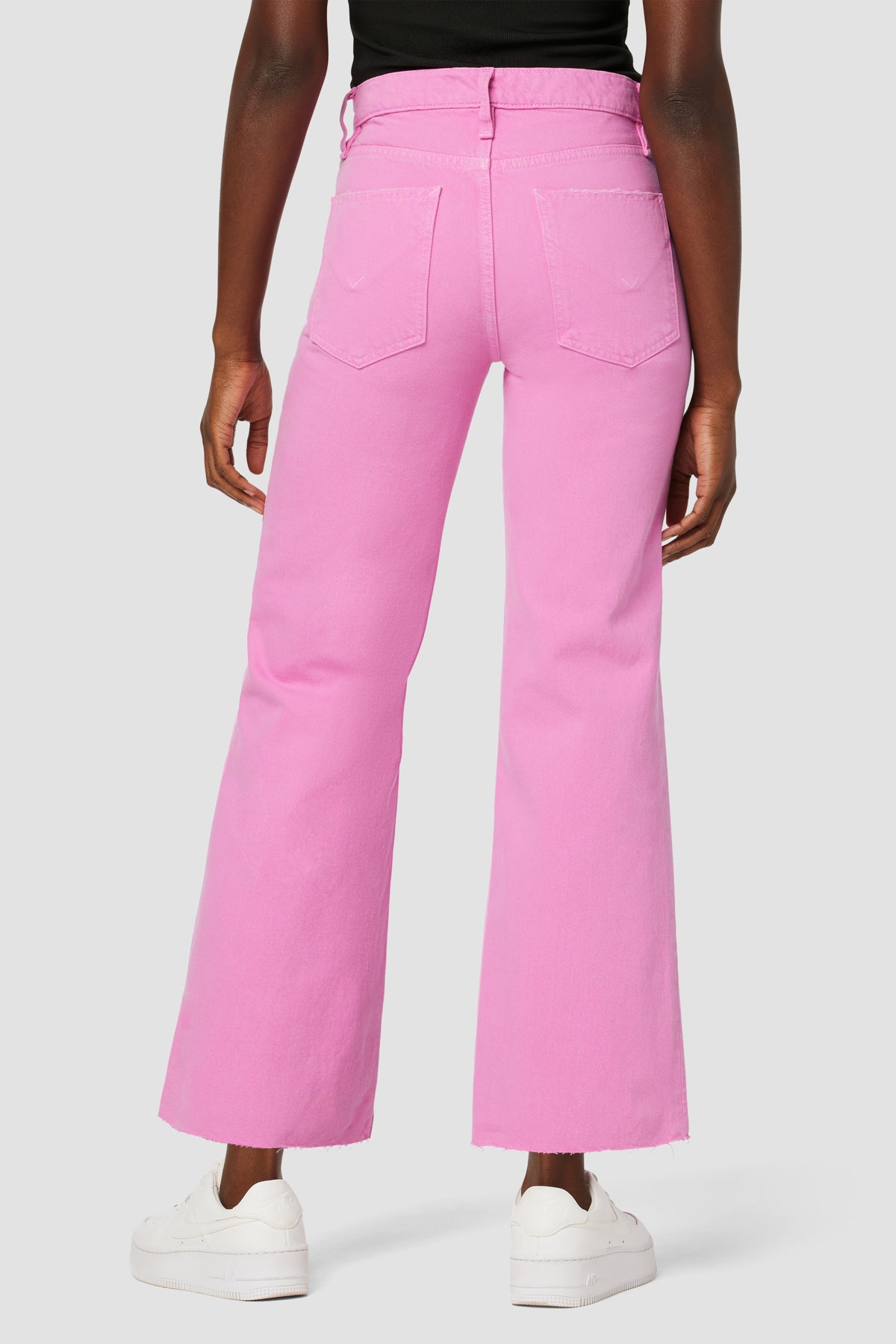 Women's Pink Pants, Wide, Flared, Cargo, Leather