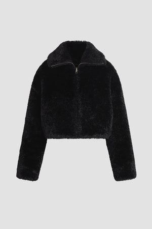 Black cropped outlet teddy bear jacket