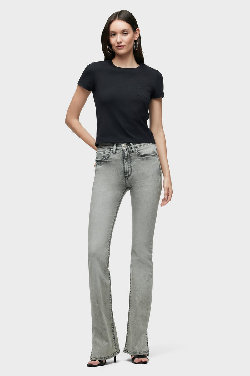 Barbara High-Rise Bootcut Jean w/ Outseam Slit