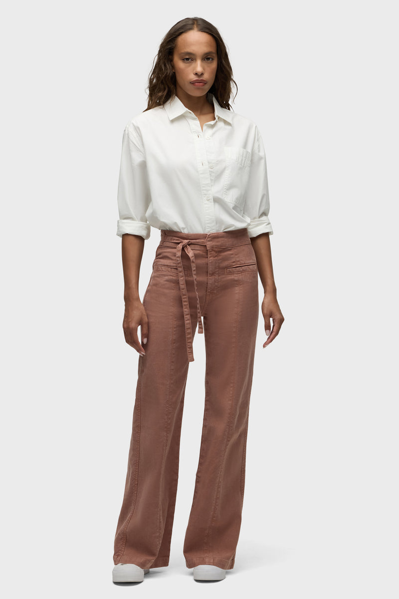 Tie Waist Pintucked Trouser Pant