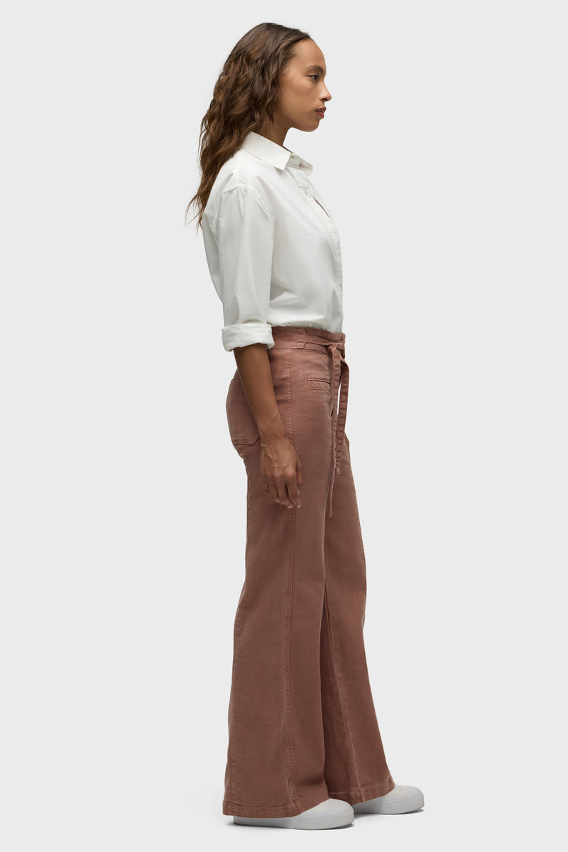 Tie Waist Pintucked Trouser Pant