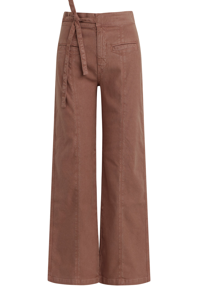 Tie Waist Pintucked Trouser Pant