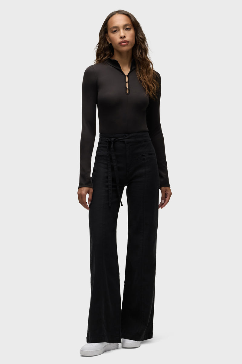 Tie Waist Pintucked Trouser Pant