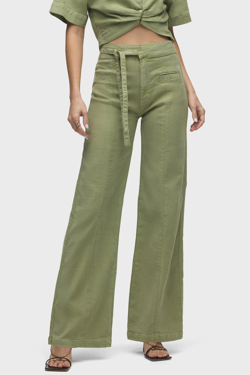 Tie Waist Pintucked Trouser Pant