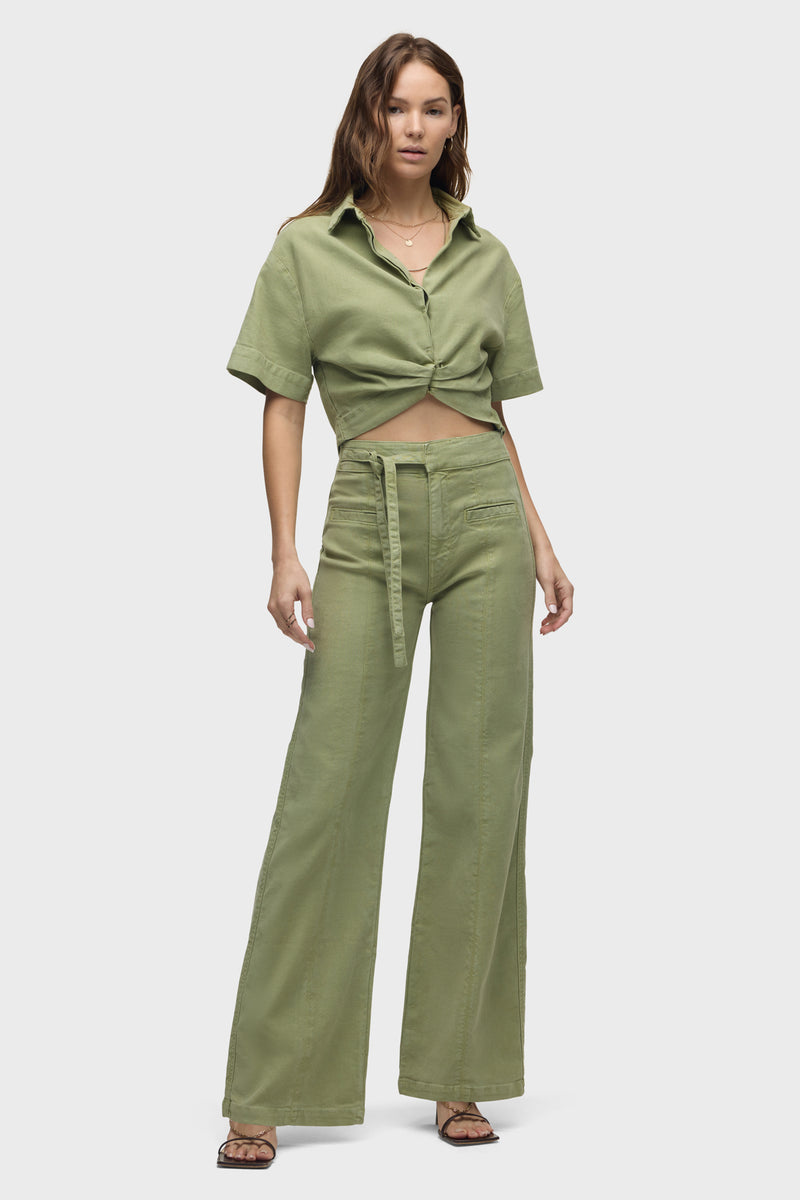 Tie Waist Pintucked Trouser Pant