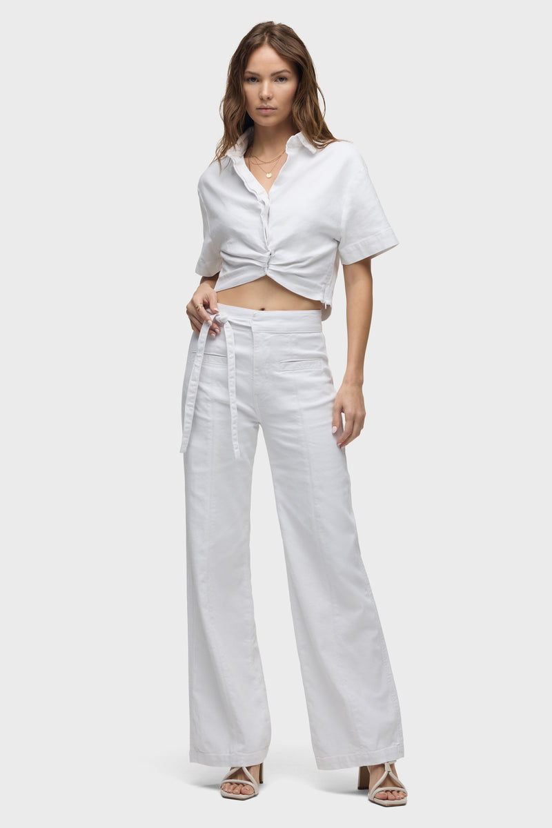 Tie Waist Pintucked Trouser Pant