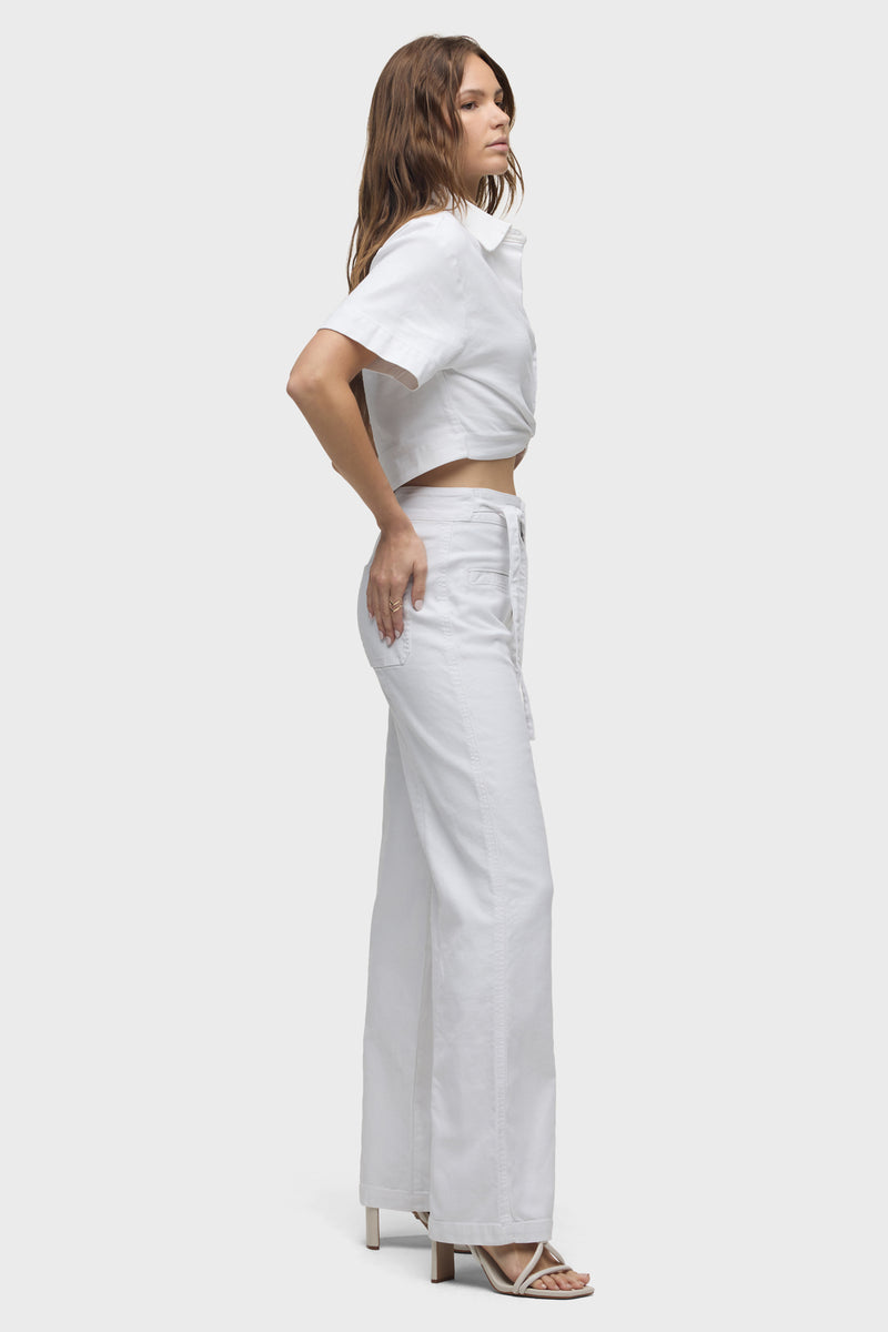 Tie Waist Pintucked Trouser Pant