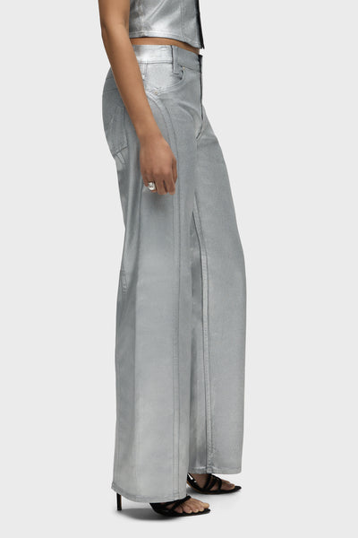 Lexi Mid-Rise Coated Seamed Wide Leg