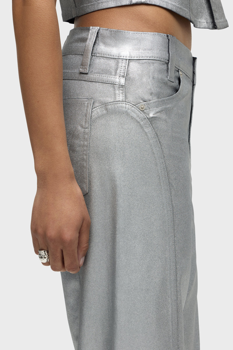 Lexi Mid-Rise Coated Seamed Wide Leg