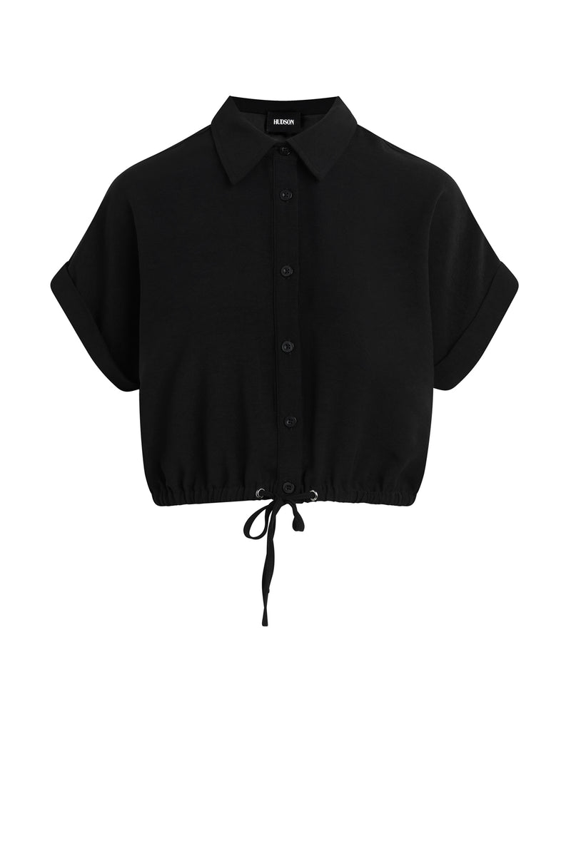 Drawstring Button Down Shirt