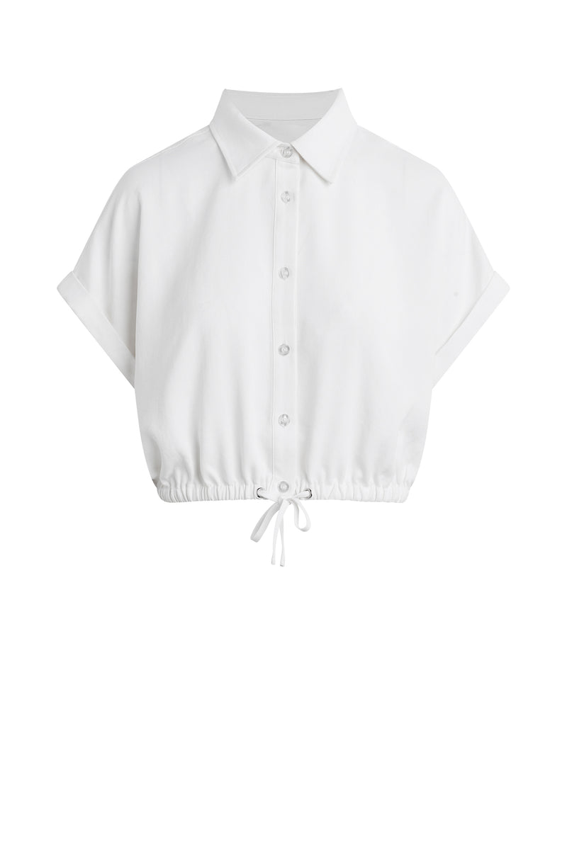 Drawstring Button Down Shirt