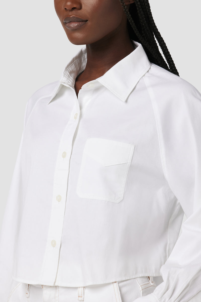 Raglan Balloon Sleeve Button Down Shirt