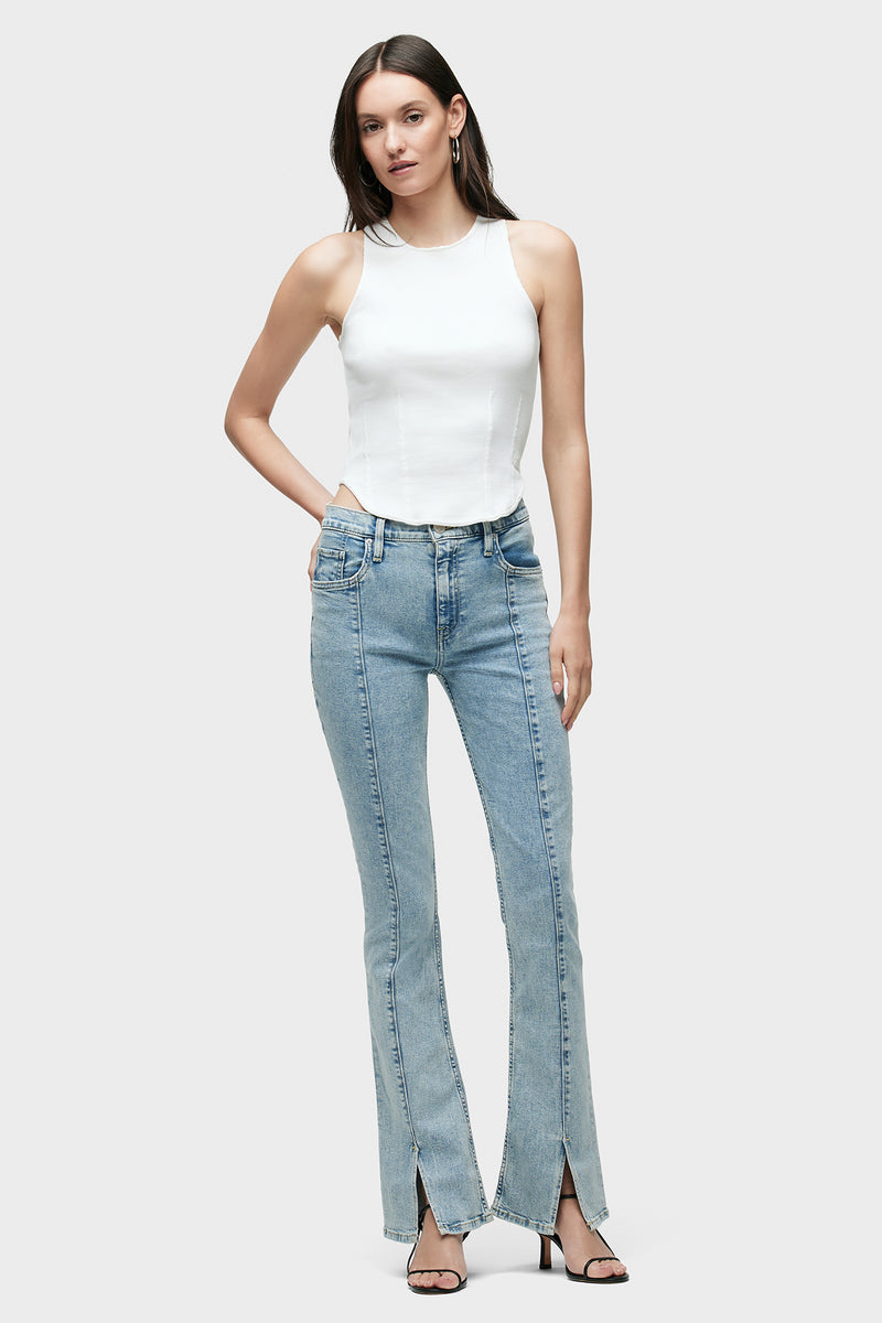 Barbara High-Rise Baby Bootcut Jean w/ Slit Hem