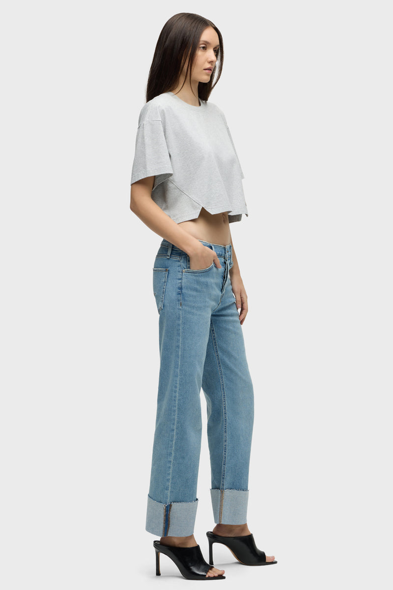 Rosie High-Rise Wide Leg Petite Jean w/ Cuff