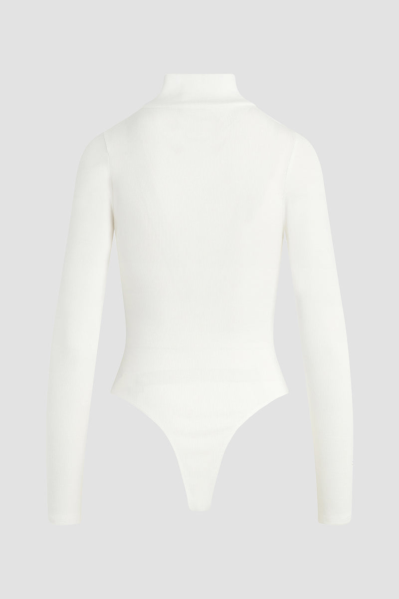 Cut Out Bodysuits, Ribbed, High Neck & Long Sleeve