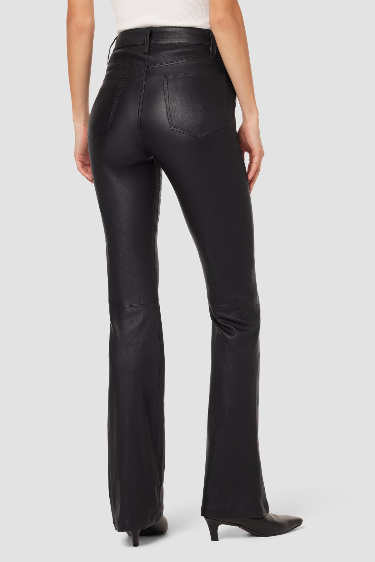Black V Cut Leather Pants