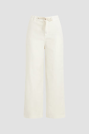 Drawstring Wide Leg Crop Trouser | Premium Italian Fabric