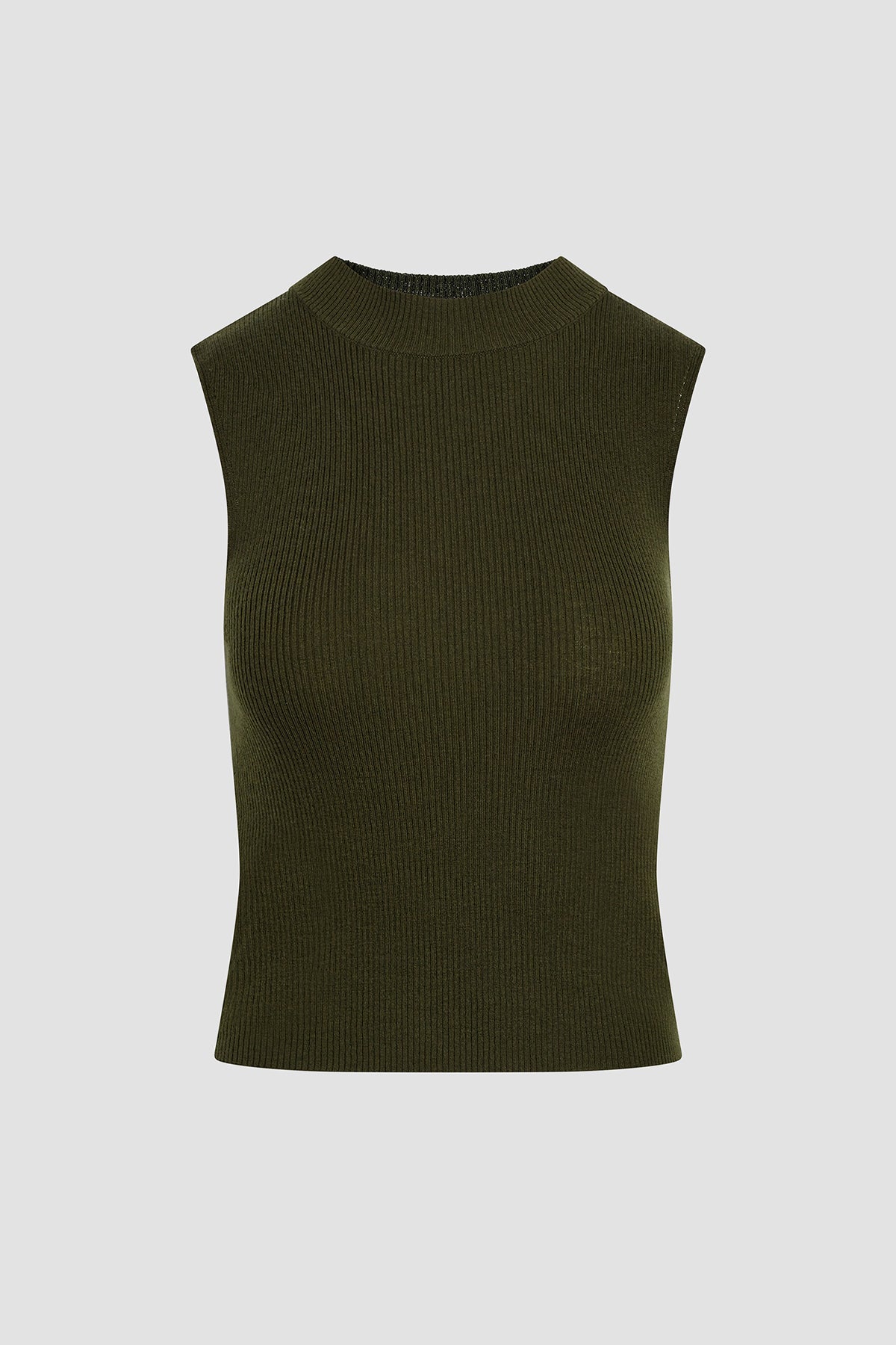 Women Sleeveless Turtleneck Vest Slim Thin Crop Top Tee Ribbed Tank  T-Shirts Top